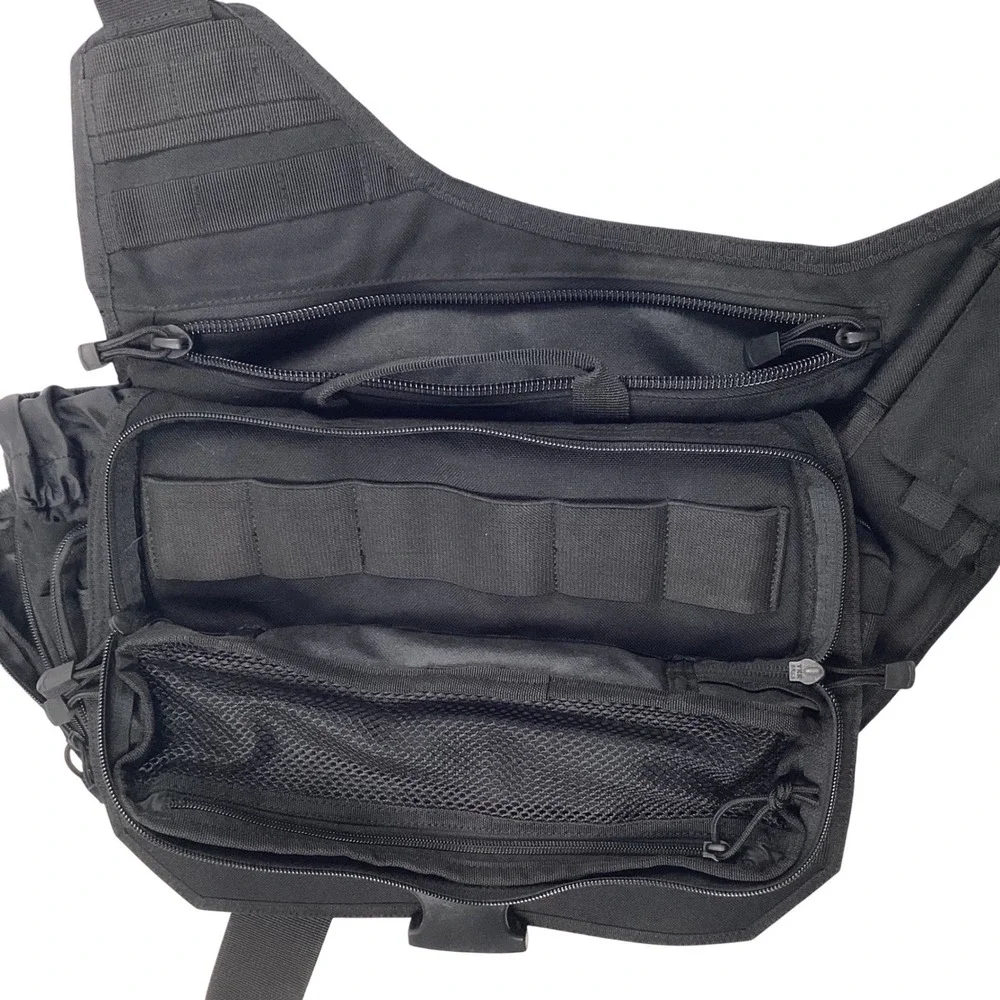 Rapdom Tactical Gear T311 Black Messenger Bag MOLLE Shoulder Utility EDC Pack